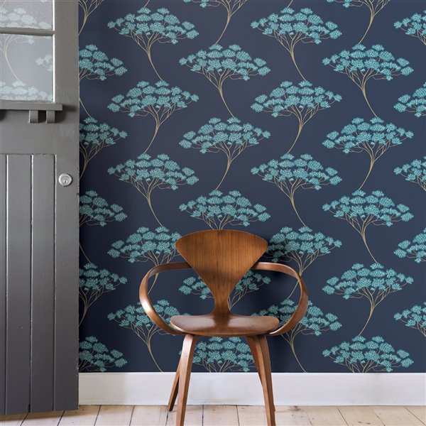 NuWallpaper Ficus Self-Adhesive Vinyl Wallpaper - 30.75-sq. ft. - Blue