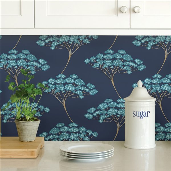 NuWallpaper Ficus Self-Adhesive Vinyl Wallpaper - 30.75-sq. ft. - Blue