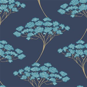 NuWallpaper Ficus Self-Adhesive Vinyl Wallpaper - 30.75-sq. ft. - Blue