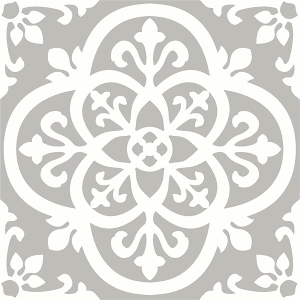 FloorPops Medina Peel and Stick Vinyl Tile - 12-in x 12-in - Light Grey - 10-Piece