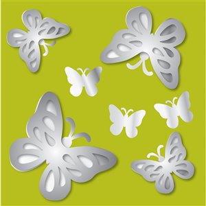 Trousse d'art mural papillon miroir 3D de Brewster, 13 po x 26 po, ens. de 14