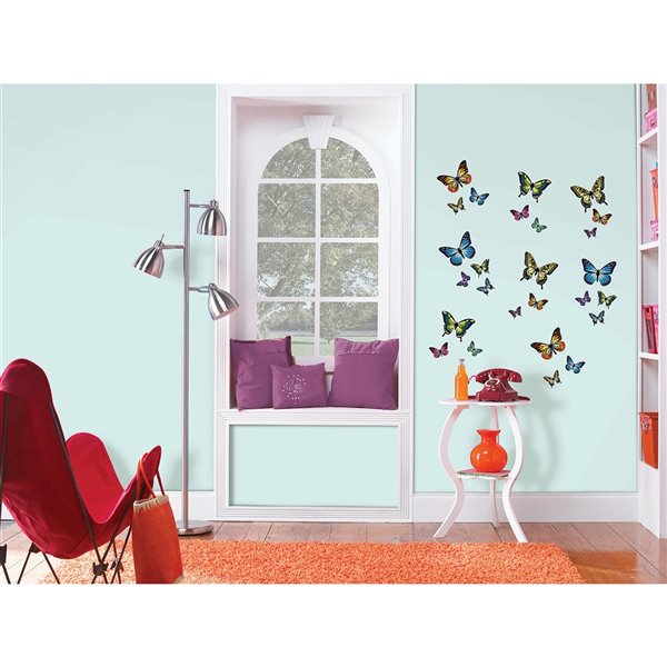 Papillon autocollant de WallPops, 26 po x 26 po