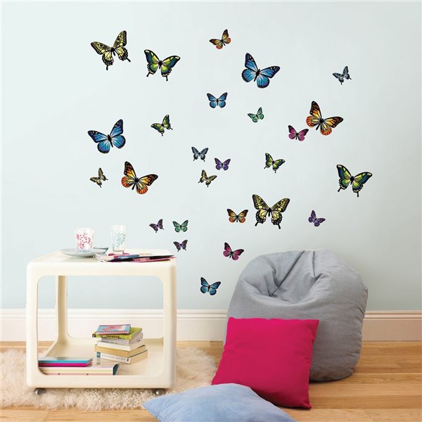 Papillon autocollant de WallPops, 26 po x 26 po