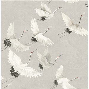 Papier peint non encollé et non tissé Fresh Start par Brewster, 56,4 pi², gris