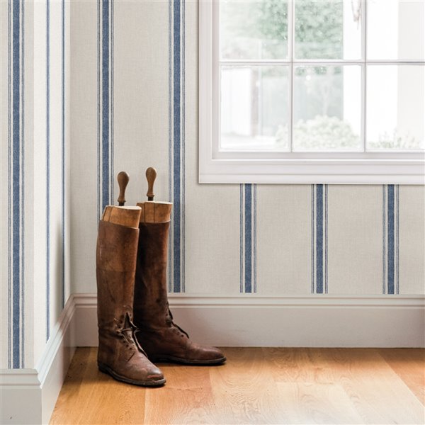 Chesapeake Farmhouse Prepasted Paper Wallpaper - 56.4-sq. ft. - Blue