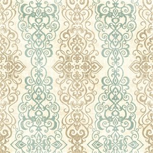 Kenneth James Alhambra Unpasted Nonwoven Wallpaper - 56.4-sq. ft. - Turquoise and Beige