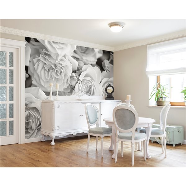 ohpopsi Grey Petals Wall Mural - Unpasted - 118-in x 94-in