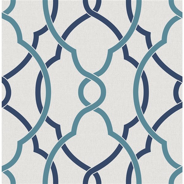 A Street Prints Geometrie Unpasted Nonwoven Wallpaper 56.4 sq. ft. Navy Blue and Turquoise