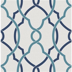 A-Street Prints Geometrie Unpasted Nonwoven Wallpaper - 56.4-sq. ft. - Navy Blue and Turquoise