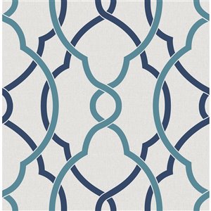 Papier peint non encollé et non tissé Geometrie par A-Street Prints, 56,4 pi², bleu marin et turquoise