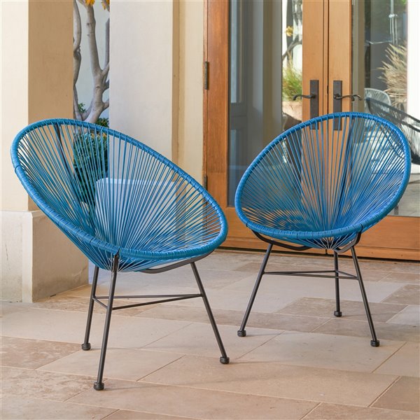 Starsong Hidalgo Wicker Patio Chairs -Peacock - Set of 2