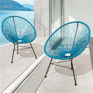 Chaises de patio en osier Starsong Hidalgo, sarcelle, ens. de 2