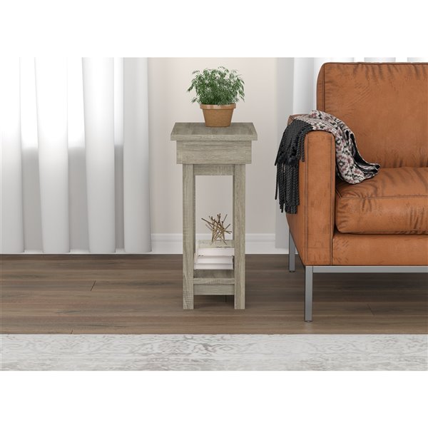 Safdie & Co. Accent Table - Sliding Surface - 24-in x 20-in - Dark Taupe