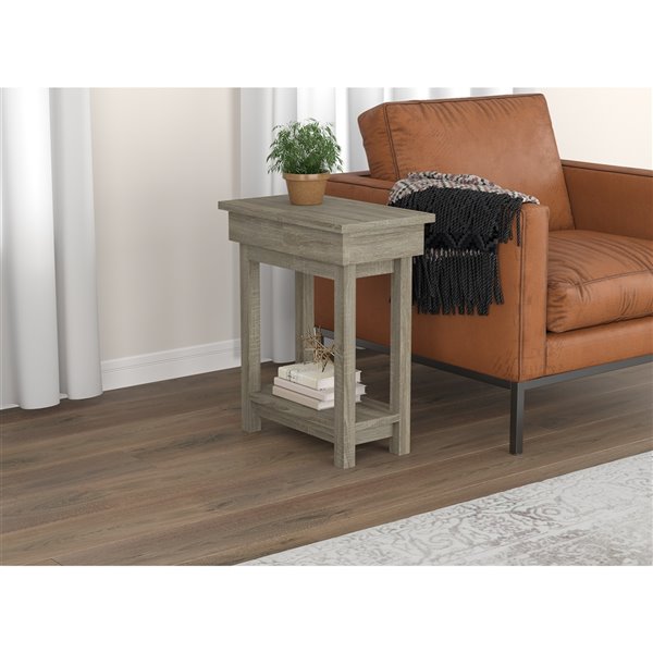 Safdie & Co. Accent Table - Sliding Surface - 24-in x 20-in - Dark Taupe