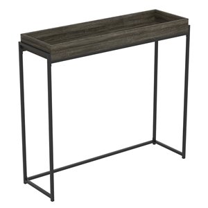 Safdie & Co. Console Table - Sunken Tray - 35.5-in x 39.5-in - Dark Grey and Black Metal