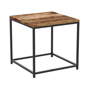 Safdie & Co. Accent Table - Square - 16-in x 16-in - Brown Reclaimed Wood and Black Metal