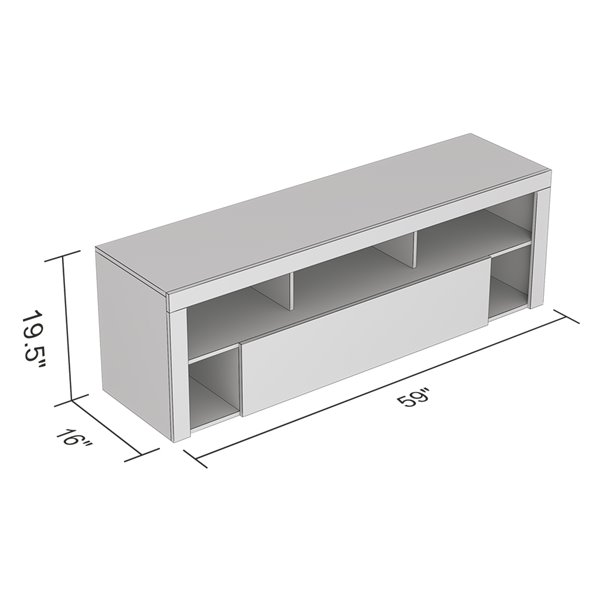 Meuble de télévision Safdie & Co., 1 tiroir et 5 tablettes, 59 po x 21 po, gris foncé