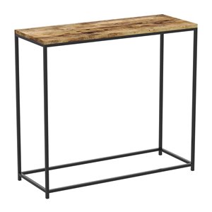 Safdie & Co. Console Table - Rectangular - 28-in x 31-in - Brown Reclaimed Wood and Black Metal