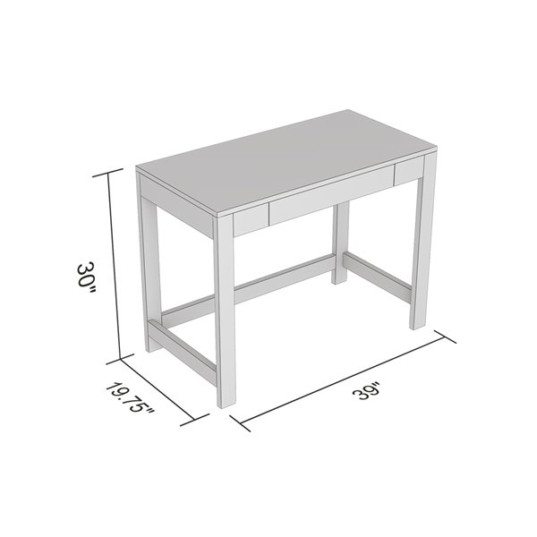 Safdie & Co. Computer Desk - 1 Shelf - 30-in x 39-in - Light Grey