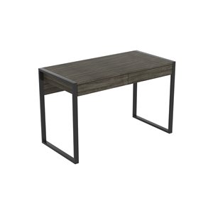 Bureau d'ordinateur Safdie & Co., 2 tiroirs, 30 po x 47,5 po, gris foncé et métal noir