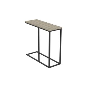 Table d'appoint Safdie & Co. en forme de C, 25,5 po x 27,5 po, taupe foncé et métal noir
