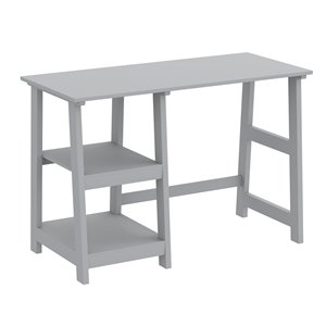 Safdie & Co. Computer Desk - 2 Open Shelves - 30-in x 44-in - Light Grey