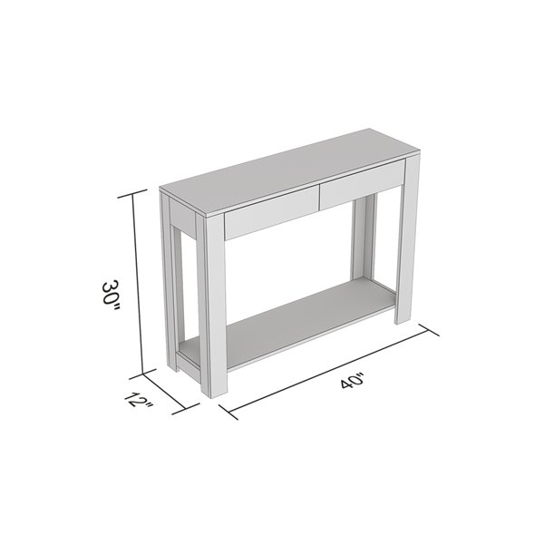 Safdie & Co. Table Console 40 Grise Avec 2 Tiroirs, 1 Étagère