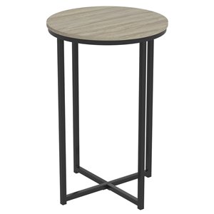 Safdie & Co. Accent Table - Round - 24-in x 15.55-in - Dark Taupe and Black Metal