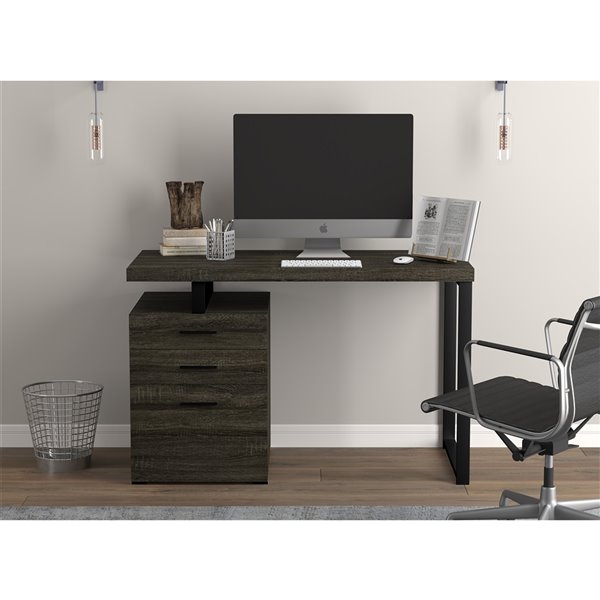 Safdie & Co. Computer Desk - 3 Drawers - 30-in x 47.25-in - Dark Grey ...