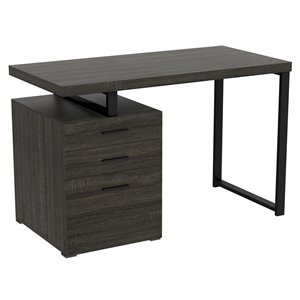 Bureau d'ordinateur Safdie & Co., 3 tiroirs, 30 po x 47,25 po, gris foncé
