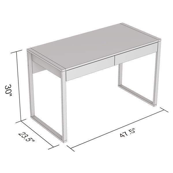 Safdie & Co. Computer Desk - 2 Drawers - 30-in x 47.5-in - Dark Taupe and Black Metal