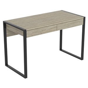 Safdie & Co. Computer Desk - 2 Drawers - 30-in x 47.5-in - Dark Taupe and Black Metal