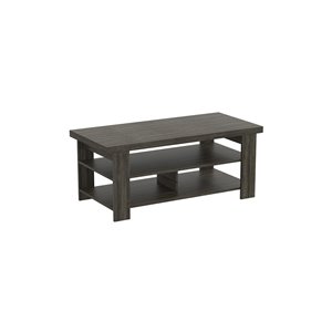 Safdie & Co. Coffee Table - 3 shelves - 41-in x 19-in - Dark Grey