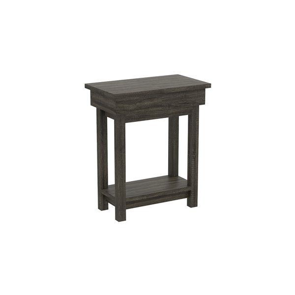 Safdie & Co. Accent Table - Sliding Surface - 24-in x 20-in - Dark Grey