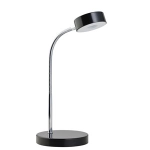 Globe Electric Energy Star Integrated LED Desk Lamp - Matte Black - Chrome Gooseneck - 5 Watts