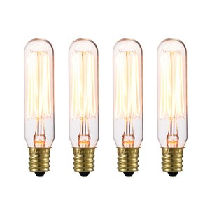 Globe Electric Vintage Edison Mini Tube Incandescent Bulb - 40W - 4-Pack