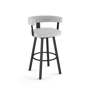 Amisco Parker 26.25-in Swivel Counter Stool - Grey White Polyester - Black Metal