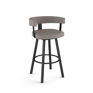 Tabouret de comptoir pivotant Parker 26,25 po, polyuréthane gris taupe, métal noir