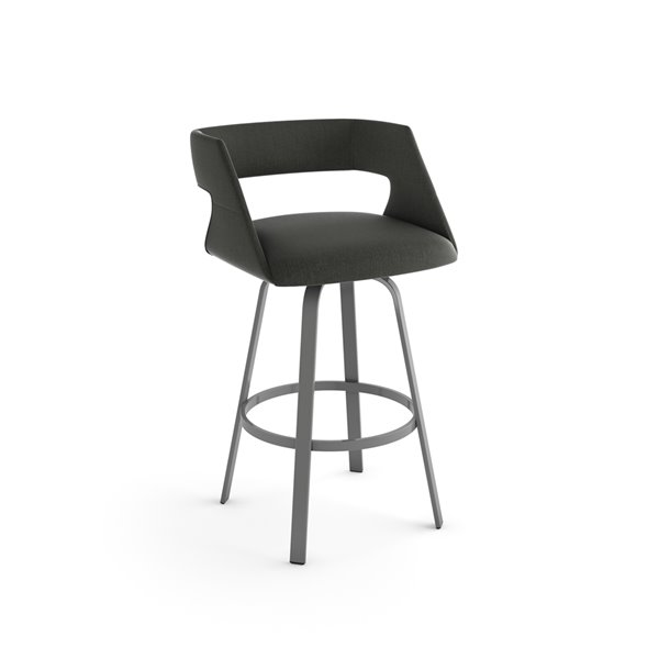 Amisco Harris 30.63-in Swivel Bar Stool - Charcoal Grey Polyester - Glossy Grey Metal