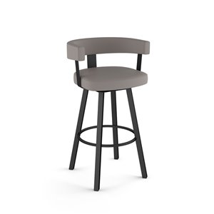 Amisco Parker 30.25-in Swivel Bar Stool - Taupe Grey Faux Leather - Black Metal