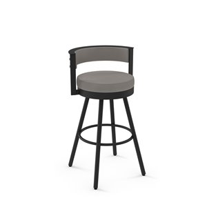 Amisco Eller 31-in Swivel Bar Stool - Taupe Grey Faux Leather - Black Metal