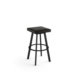 Amisco Sinclair 25.25-in Swivel Counter Stool - Black Faux Leather - Black Metal
