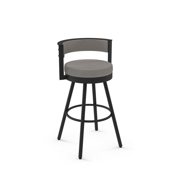 Amisco Eller 27-in Swivel Counter Stool - Taupe Grey Faux Leather - Black Metal