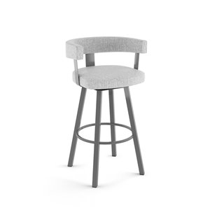 Amisco Parker 30.25-in Swivel Bar Stool - Grey White Polyester - Glossy Grey Metal