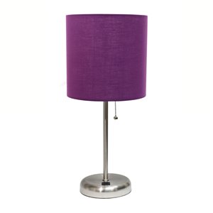 Lampe bâton avec port de charge USB et abat-jour en tissu Limelights, 19,5 po, violet