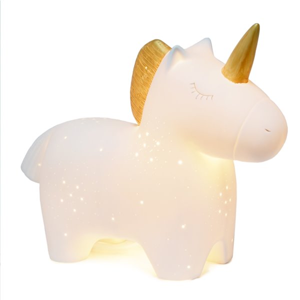 Simple Designs Porcelain Unicorn Shaped Table Lamp - 9.01-in - White