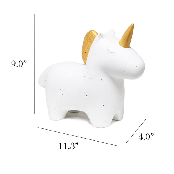 Simple Designs Porcelain Unicorn Shaped Table Lamp - 9.01-in - White