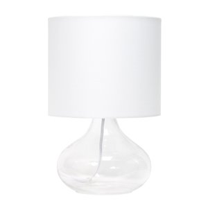 Lampe de table goutte de pluie en verre Simple Designs, 13,5 po, transparente et blanche