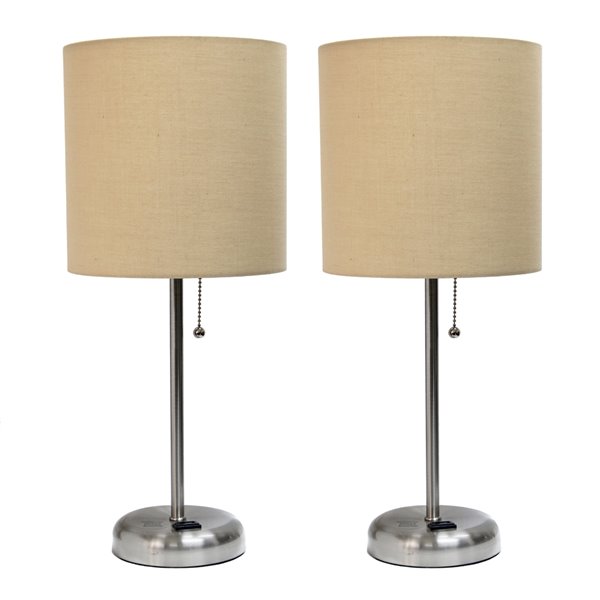 Modern Contemporary Standard Lamp Set, Brown Table Lamps Set Of 2