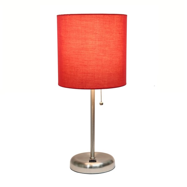 Lampe bâton avec port de charge USB et abat-jour en tissu LimeLights, 19,5 po, rouge